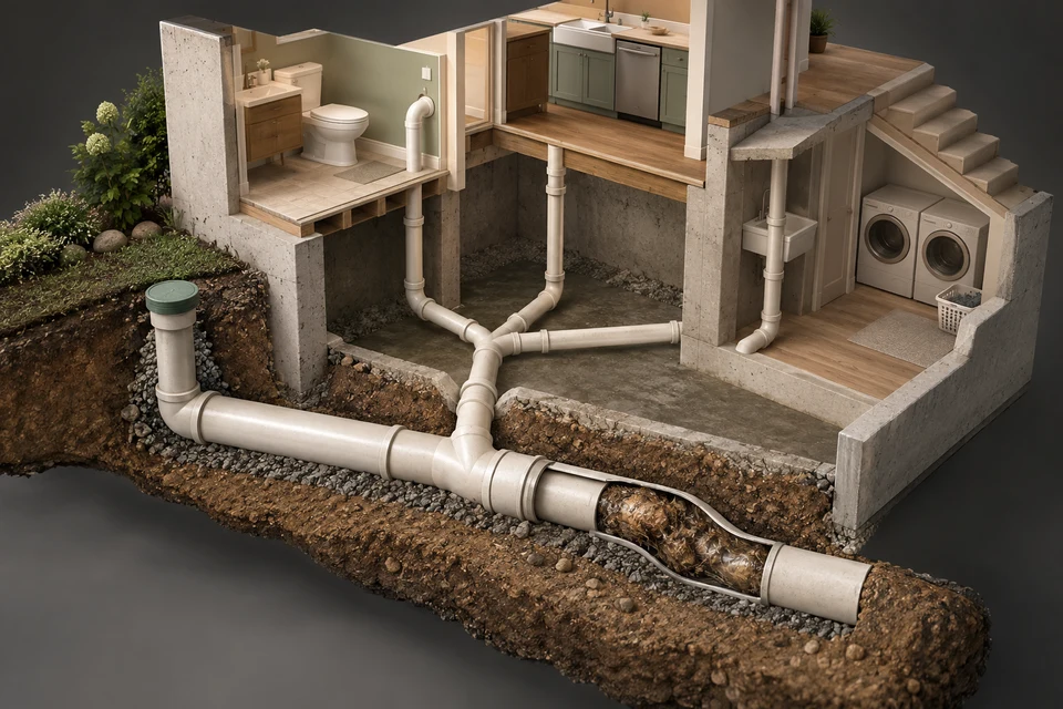 Conceptual illustration of connected fixtures · obstruction · reinspection
